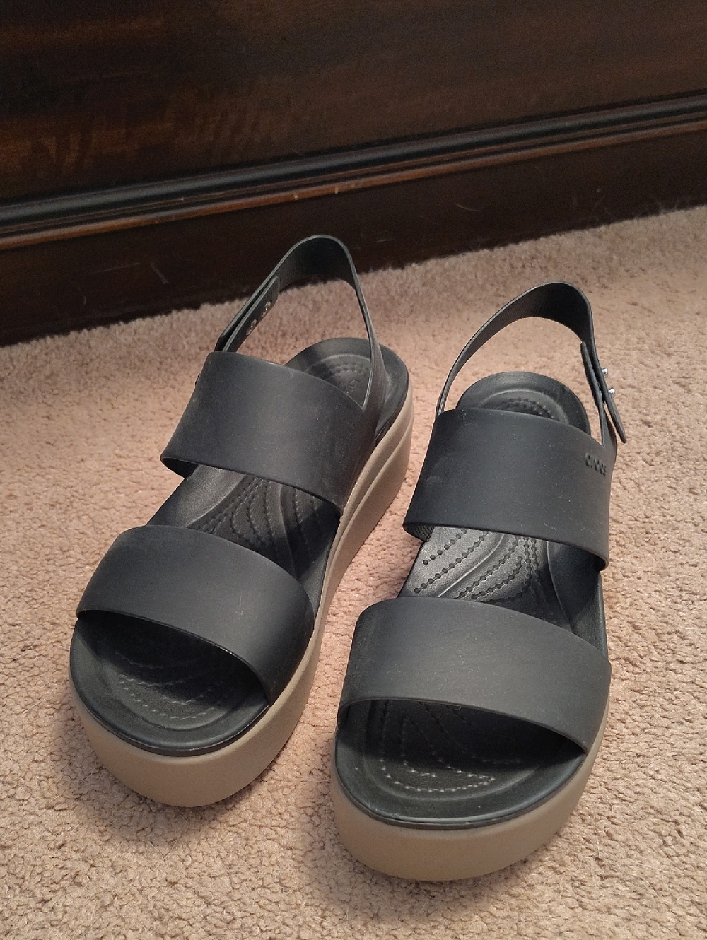 Women's Black Platform Slingback Sandals - Crocs